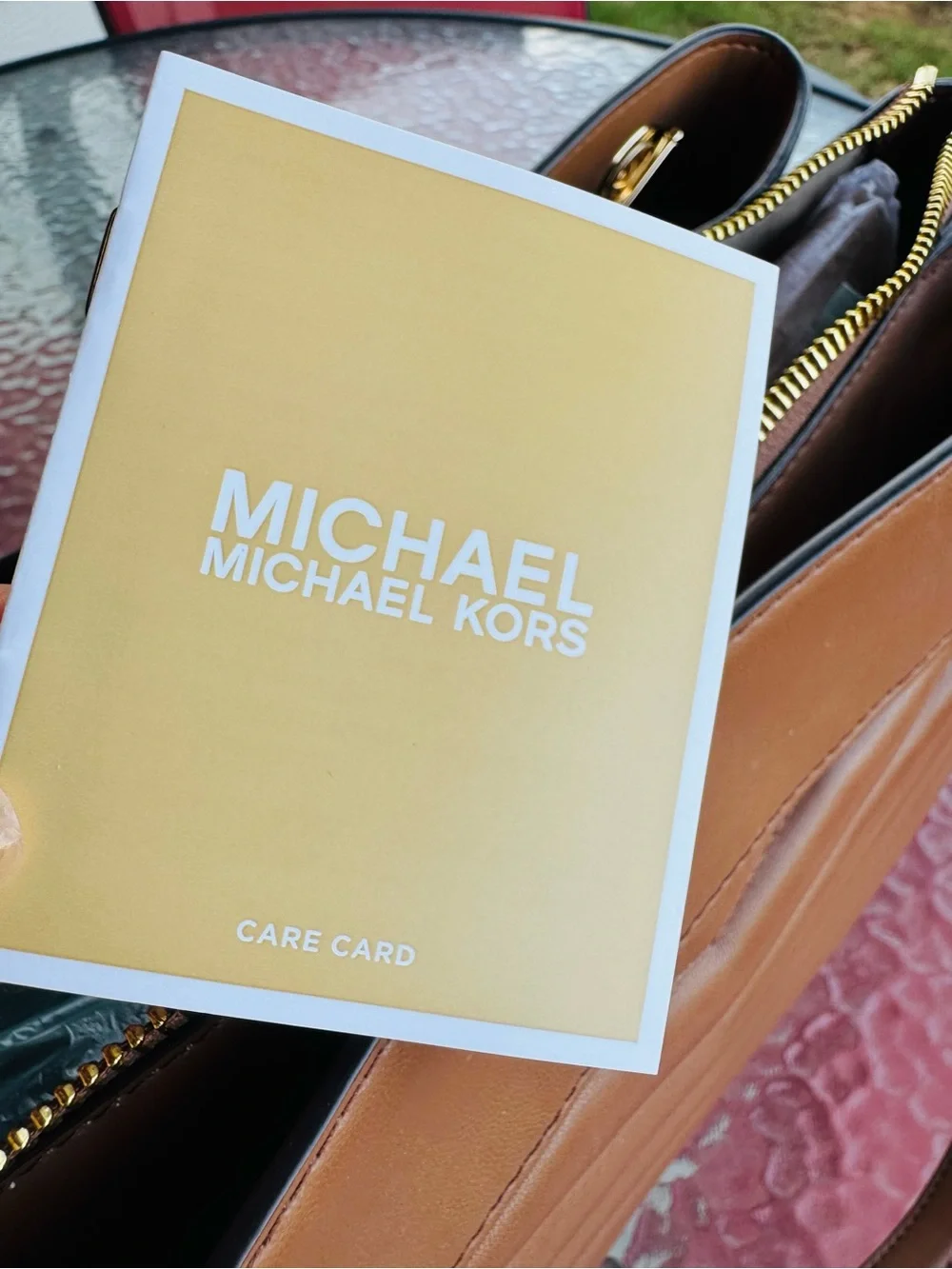 Michael Kors Brown Leather Shoulder Bag with Gold Accents